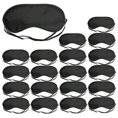 24pcs Soft Adjustable Black Sleep Eye Mask, Light Blocking Eye Shade, Suitable For Travel, Nap, Party, Game For Men And Women Sleep Mask