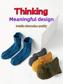 1/5 pares de calcetines deportivos para hombres, diseño de oreja, sin rozaduras, transpirables y que absorben la humedad para todas las estaciones, calcetines para estudiantes, versátiles para deportes y uso casual, resistentes al olor. Entrega aleatoria. - Multicolor - Ver 6