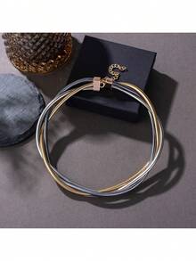 1件装 时尚简约编织蛇骨链项链（女士款） - 編制項圈 - 查看 4