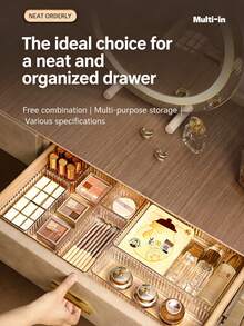 7pcs/6/1 Makeup Drawer Organizer Makeup Brush Organizer Clear Makeup Organizer Makeup Display Stand Organizer Divider Cosmetic Tool Storage Box - Multicolor - View 1