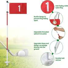 Portable Golf Putting Green Set With 6FT Flagstick & Flags - Perfect For Backyard Practice & Driving Range Fun - Black - View 3