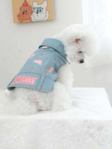 PETCIRCLE 1 Stück Haustierbekleidung, europäischer & amerikanischer, koreanischer Stil, für kleine Hunde & Welpen, süßer & bequemer Outfit - Blau - Übersicht 5