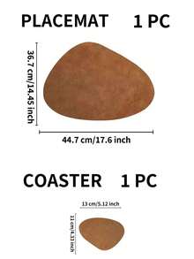 1 pieza/4 piezas Manteles individuales y posavasos de cuero artificial, resistentes al calor, antideslizantes, lavables e aislantes para café, estilo nórdico, manteles para mesa de cocina, decoración de mesa de cocina, decoración de sala de estar, manteles aislantes - Marrón - Ver 9
