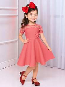 Girls' Gode Dress With Princess Sleeves Tulle Social Evangelical Fashion - 乾枯玫瑰色 - 查看 1