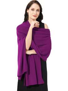Soft Cashmere Blend Wrap Scarf For Travel, Extra Large 87"X28" - 紫蘿蔔 - 查看 1