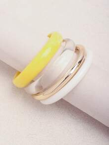 4pcs Elegant Vintage Bracelet Set, Fashionable Minimalist Design, Suitable For Casual Wear, Acrylic, Perfect For Daily And Party - Yellow - View 2