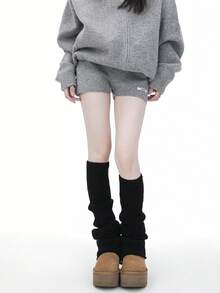 1 Pair Women's Mid-Calf/Knee High Leg Warmers, Y2K Chic Leg Warmers, [50/70/90cm] High Density Extra Long Knitted Elephant Leg Warmers, White/Black, Suitable For Daily Wear, Parties, Dates And Stage Performances - Multicolor - View 6