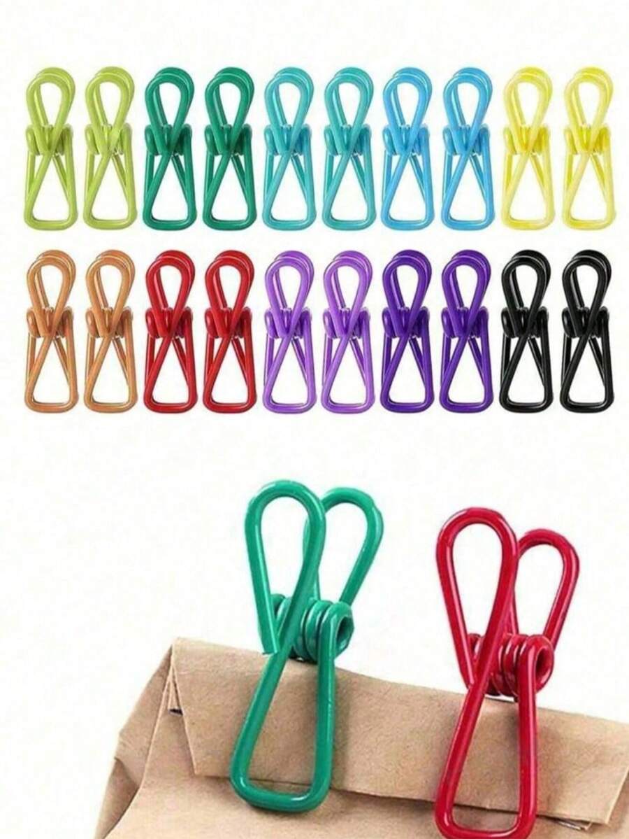 10pcs/1pc PVC Coated Steel Practical Clips For Sealing Food Packaging, Chip Bags, Clothes And Paper, 10pcs/Pack (Random Color), Suitable For Pants, Shoes, Jeans, Boots, Skirts, Beachwear, Spring Minimalist Style, Summer Tops