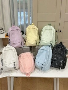 时尚女款闪亮星星多功能韩版简约学生背包，可爱大容量 - 彩色 - 查看 8