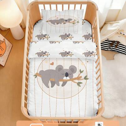 Bộ chăn ga gối cho bé, họa tiết hình con lười nằm trên cành cây, làm từ chất liệu polyester, in kỹ thuật số, nhiều kích cỡ, có thể đảo mặt, thích hợp làm quà tặng ngày lễ cho bé, trang trí phòng ngủ, nôi em bé, sử dụng quanh năm.