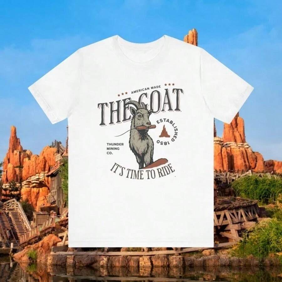 Let's Ride Tee Disneyland Big Thunder Inspired Goat With TNT Shirt Park Mascots Collection - trắng - Xem 1