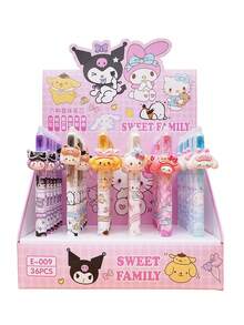 SANRIO 1支/6支装可擦字符型中性笔套装 - 0.5mm树脂吊坠可爱卡哇伊文具 - 立體款 - 查看 2