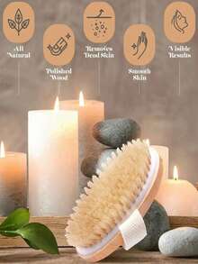 1支天然鬃毛身体去角质刷，柔软，SPA级干湿两用沐浴刷，家用沐浴刷 - A - 查看 5