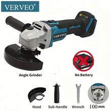 VERVEO 電動工具 125mm 角磨機 無刷全銅馬達 Type-C 充電式電池 研磨機 適用於拋光、除鏽、研磨、切割 配件包含百頁輪與研磨輪 - 藍色 - 查看 12