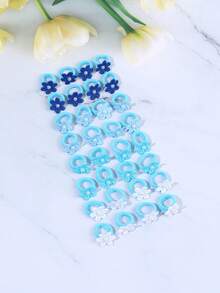 25 Stück süße blaue Haargummis für Frauen, niedliche Blumen Haargummis, elegante Perlenhaarreifen für Alltag und Party, Frauenhaaraccessoires, Haargummis, Haargummibänder, Scrunchies, Haarseile, Sommer, Urlaub, Reise - Blau - Übersicht 9