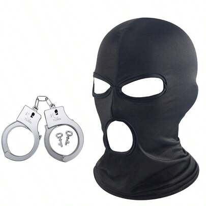 Bộ còng tay nhựa và mũ trùm đầu chống gió mới, đạo cụ nhập vai, phụ kiện cosplay