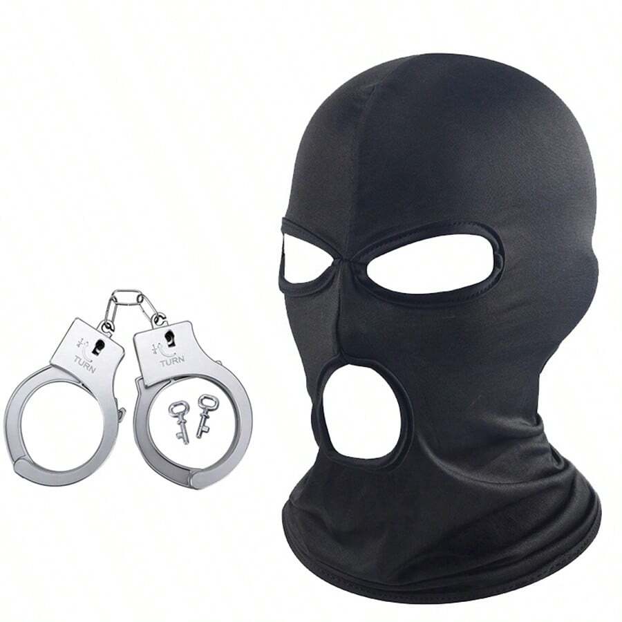 Bộ còng tay nhựa và mũ trùm đầu chống gió mới, đạo cụ nhập vai, phụ kiện cosplay - Nhiều màu - Xem 1