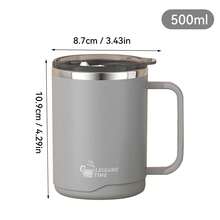 1个500毫升304不锈钢咖啡杯，带盖带把手，便携式密封防漏双层水杯，保温防烫饮水杯，大容量可重复使用双层茶牛奶咖啡杯，适合学生和成人在学校、办公室、旅行、户外露营、野餐等场合使用。 - 彩色 - 查看 15