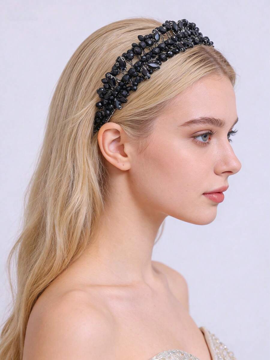 1pc Elegant Women's Crystal Headband Hair Accessory, Bridal Wedding Headpiece, Suitable For Princess Events, Festivals, Birthday Parties, Banquets Hair Band Hair Hoop,Summer,Holiday,Travel - Multicolor - View 1
