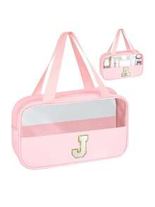 1个多功能PVC洗漱包，透明PVC化妆包，大容量化妆包，DIY字母设计化妆包，防水旅行收纳包，简约字母贴布旅行化妆包，适用于化妆品、香水，适合海滩、学校、浴室、节日、母亲节、圣诞节等场合，是送给妈妈、家人、朋友的绝佳礼物。化妆包、化妆品收纳包、化妆品收纳袋、化妆包、洗漱包、旅行洗漱包、度假必备品、女性旅行礼物 - 彩色 - 查看 115