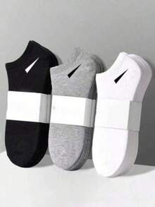 30 Pairs Unisex Socks, Sports Socks, White/Black/Gray Short Socks, Invisible Socks, Solid Color Minimalist Fashion, Suitable For Casual Daily Wear - Multicolor - View 1