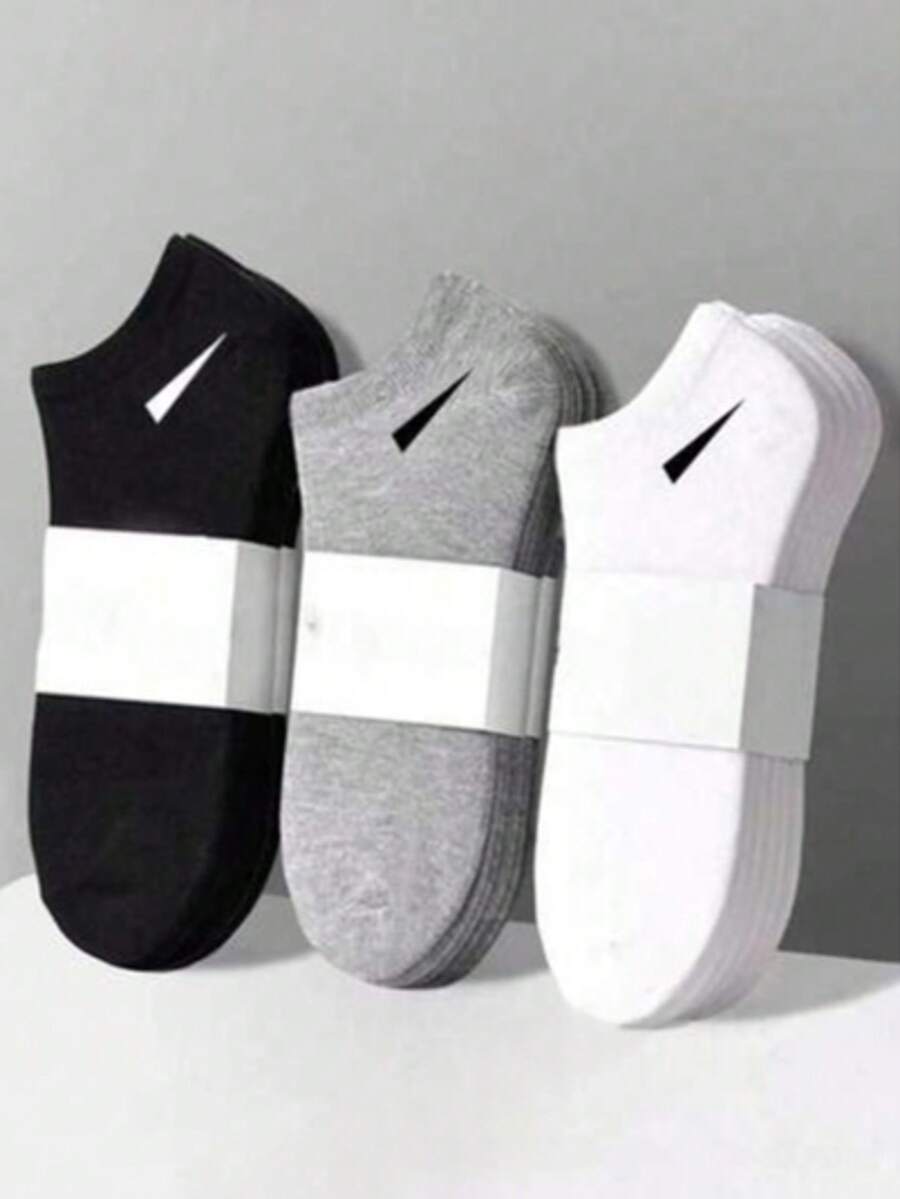 30 Pairs Unisex Socks, Sports Socks, White/Black/Gray Short Socks, Invisible Socks, Solid Color Minimalist Fashion, Suitable For Casual Daily Wear - Multicolor - View 1