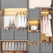 Contenedores de almacenamiento de tela grandes, marco de Metal, rectángulo, organizador de ropa y pantalones, cestas, almacenamiento en armario con asas de transporte 4ZOH - B-2 piezas - Ver 7