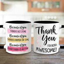 Cốc cà phê sứ 11oz kèm đế lót, in hai mặt, có thể tái sử dụng, dùng được trong lò vi sóng và máy rửa chén, quà tặng cho bạn bè và đồng nghiệp nữ, quà sinh nhật, quà Ngày của Mẹ. - màu đen - Xem 6