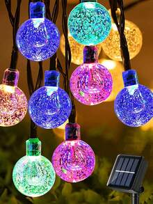 1 pieza Luces de burbuja de cristal solar de 20/50 LED, lámpara de burbuja grande, tira de iluminación solar impermeable para exteriores con 8 modos de iluminación, adecuada para jardín, camping, fiesta, Halloween y otras ocasiones, luces LED (Coloridas/Cálidas) - burbuja - Ver 2