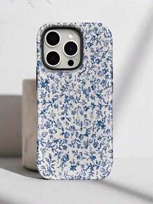 蓝色花卉图案二合一磨砂手机壳，兼容 16、15、14、13、12、11、Pro Max 和 Plus。 - 彩色 - 查看 7