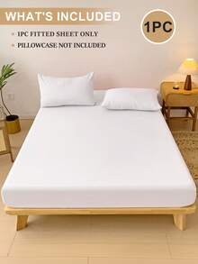 1pc Water Repellant Fitted Sheet, Bedding, Solid Color Bed Sheet, Mattress Protector, Mattress Cover, Noiseless Water Repellant Fitted Sheet Mattress Cover Machine Washable Soft Comfortable Waterproof Bed Cover, For Twin, Full, King, Queen Size, Perfect Holiday, Machine Washable (Pillowcase Not Included) - White - View 2