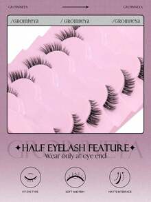 9 Pairs Short And Aatural Half Lashes Band Eyelashes Short Soft 3d Faux Mink Eyelashes Soft Natural Makeup (BP01) - 黑色 2 - 查看 11