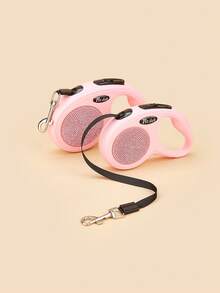 1pc Pink Classic 3 Meters/5m Retractable Pet Dog Leash With Rhinestone Decor, Suitable For Walking, Hiking, Travel Outdoor Activities For Small To Medium Dogs - Baby Pink - View 4