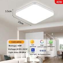 CANMEIJIA 85V-265V LED Square White Frame Recessed Ceiling Light, Modern Style Panel Light, Flicker-Free Bright White Light, Suitable For Wall/Corridor/Room/Hallway/Ceiling/Kitchen/Living Room/Bathroom/Bedroom/Study, Choose Size Based On Usage Scenario - LED Square Ceiling Light - View 12