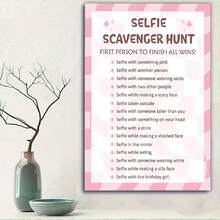 Bộ 10/30 thẻ trò chơi săn tìm kho báu selfie, họa tiết caro hồng, thiết kế hai mặt hình vuông màu hồng, kích thước 4 inch * 6 inch, chữ "Selfie Scavenger Hunt". Thích hợp cho các trò chơi selfie, thẻ trò chơi tiệc tùng, v.v. - A - Xem 6