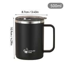 1个500毫升304不锈钢咖啡杯，带盖带把手，便携式密封防漏双层水杯，保温防烫饮水杯，大容量可重复使用双层茶牛奶咖啡杯，适合学生和成人在学校、办公室、旅行、户外露营、野餐等场合使用。 - 彩色 - 查看 12