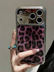 Luxury Leopard Print Style Plating Frame Phone Case Compatible WIth IPhone 17 Pro Max 17 Pro 17 16 Pro Max 16 Pro 16 15 Pro Max 15 Pro Max 15 Pro 15 14 Pro Max 14 Pro 14 Stylish Camera Protection Anti-Drop Soft Cover - Purple - View 2