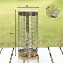 1 vỉ nướng BBQ bằng thép không gỉ, lồng hun khói ngoài trời dùng cho cắm trại, giỏ nướng BBQ tròn di động dùng để nướng rau củ. - Nhiều kiểu dáng - Xem 3