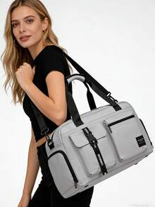 带干湿分离口袋的旅行包，带鞋仓的旅行包，商务旅行、健身、户外活动、学习用品、学生用品、度假用品、带鞋袋的过夜包 - 彩色 - 查看 5