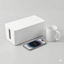 Multi-Functional Nordic Style Plastic Cable Management Box, Desktop Organizer Box For Cable Management And Storage, Large Capacity Hidden Clutter, Dust-Proof And Heat-Resistant Design, Suitable For Office Desk, TV, Computer, USB Hub And Power Outlet, Space-Saving Home Organization Solution. ABS Power Cord Storage Box, Dust-Proof Charger Outlet Organizer, Cable Management Box, Cable Organizer - Multicolor - View 8