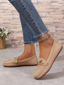 New Women's Flat Loafers, Minimalist Fashion, Suitable For All Occasions, Plus Size Stylish - Apricot - View 3