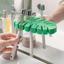 1个无孔壁挂式化妆刷架，美容刷具清洁晾干架，浴室牙刷收纳架 - 彩色 - 查看 8