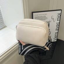 Bolso de hombro/cruzado de gran capacidad con estilo minimalista y de moda para el trabajo, adecuado para el trabajo y la escuela, con múltiples bolsillos - Beis - Ver 8