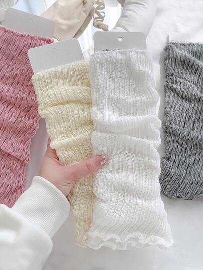 1/2/4 Pairs Women Dopamine Color Lace Knitted Leg Warmers, Thin Mesh Calf Leg Warmers, Y2K Ballet Aesthetic Cute Lolita Leg Sleeves, Spring/Summer