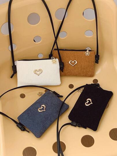 1 pieza Bolso de hombro de sobre de pana para niñas, bolso de hombro minimalista y versátil de moda, con cierre de cremallera, adecuado para el trabajo, la escuela, salidas, compras, fiestas, viajes, regalo perfecto para niñas