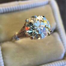 1枚女士订婚戒指，3.4克纯银四爪镶嵌合成立方氧化锆结婚戒指，高端珠宝 - 銀色 - 查看 3