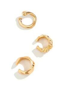 3pcs/Set Teardrop & Round Metal Geometric Foldable Clip-On Earrings - Gold - View 2