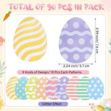 Moinchore 90 Pcs Easter Mini Egg Cut-Out Set Small Paper Egg Cut Outs Various Styles Glitter Egg Shape Easter Bulletin Board Decoration DIY Crafts For Holiday Hunt Game Party Supplies Gifts - ColorA - 查看 2