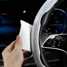 2 piezas Cubierta de volante de fibra de carbono brillante, transpirable y antideslizante, diseño delgado, ajuste , adecuado para todas las estaciones, unicolor con patrón a rayas, cubierta de volante universal para automóvil - Multicolor - Ver 4
