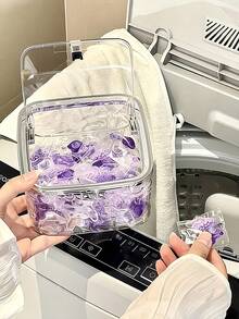 透明洗衣珠收納桶 防塵浴室收納罐 可存放洗衣粉、洗衣膠囊、沐浴球，附蓋可補充式洗衣膠囊收納盒，居家浴室洗衣房配件 - 彩色 - View 8